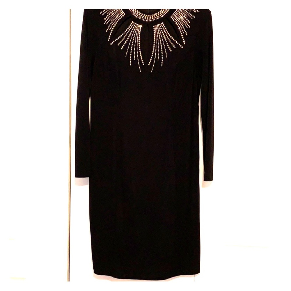 Long Sleeve Black and Gold Dress.